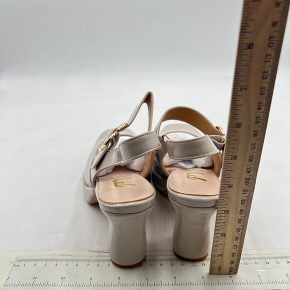 FYS Nude Platform Square Toe Pump Block High Heel Mary Janes Slingback Sexy Shoe - Picture 5 of 8